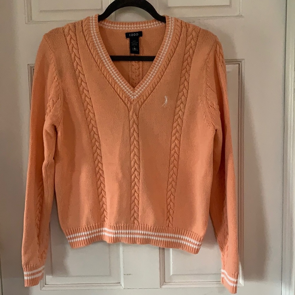 Peach Izod Golf Sweater Size Large